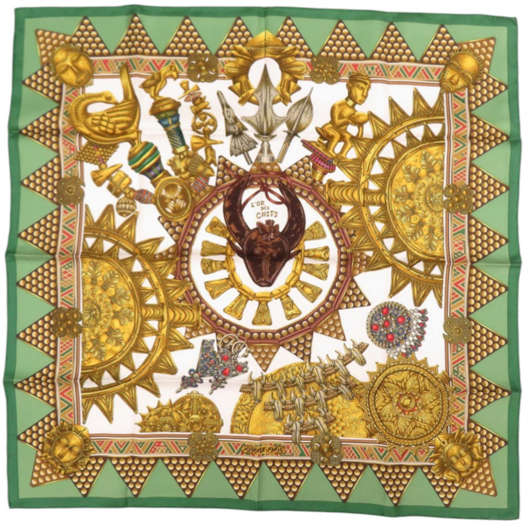 Hermes Authentic Green Silk Scarf Hermes Authentic Green Silk Scarf